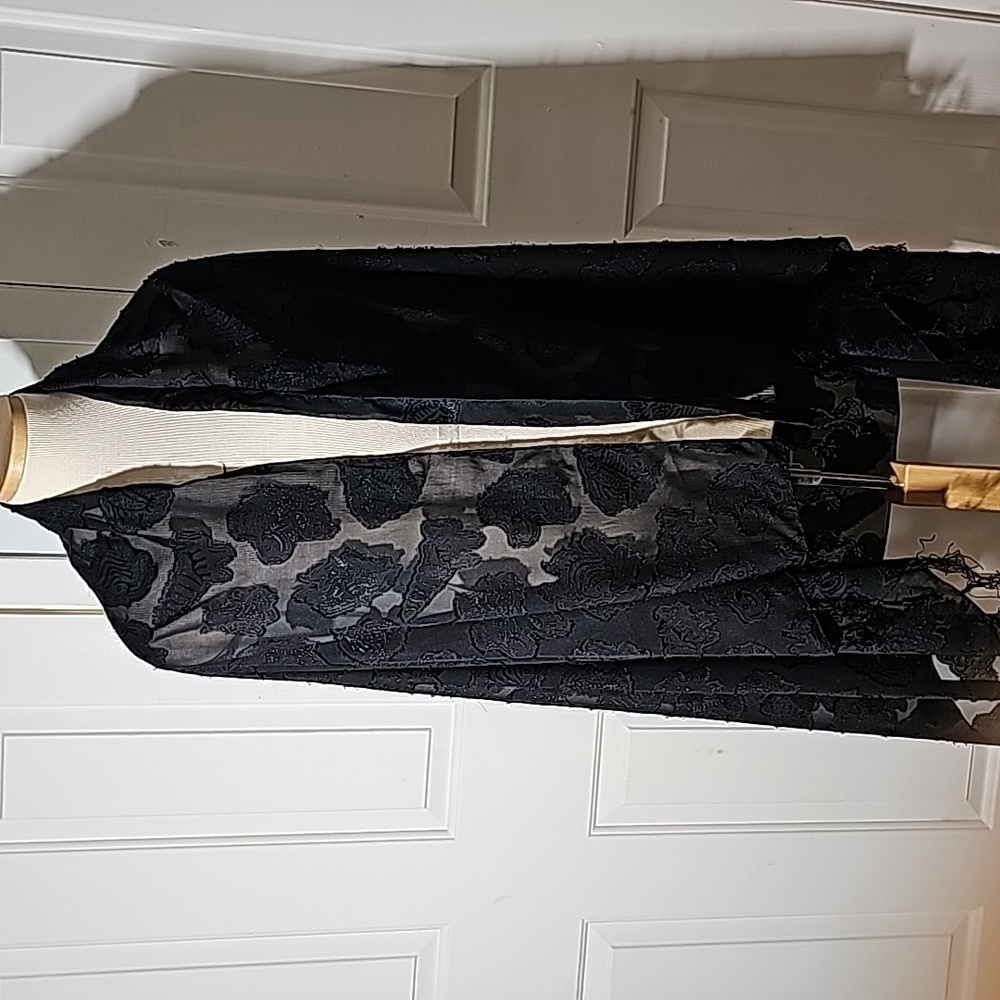 RIMA, large black scarf with fringe.  Fish design. 100% Terivoile. Machine wash.